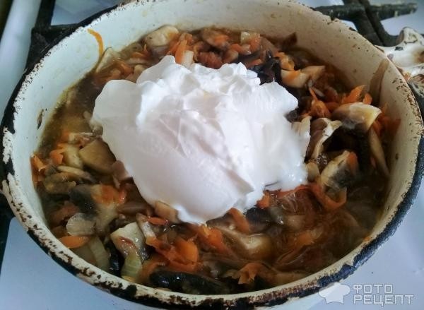 Рецепт: Паста с грибами - в сметанном соусе