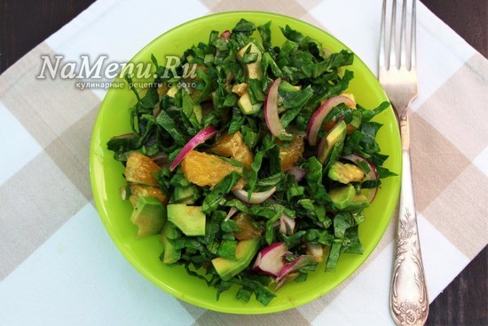 Салат со шпинатом и авокадо – очень вкусный