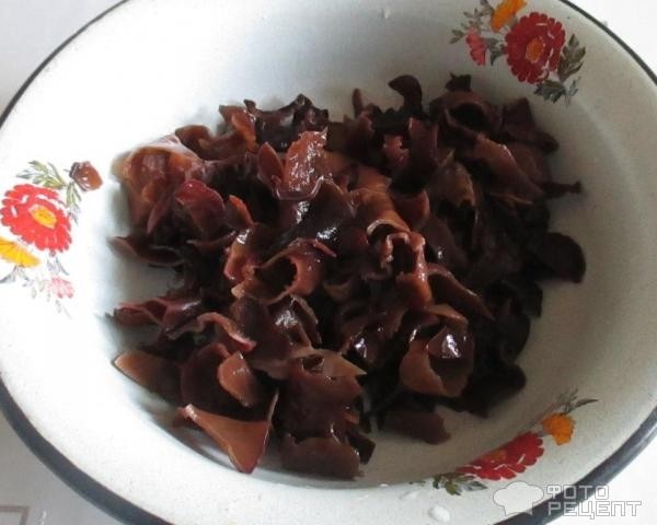 Рецепт: Постный плов с грибами - с китайскими древесными грибами, в сковороде