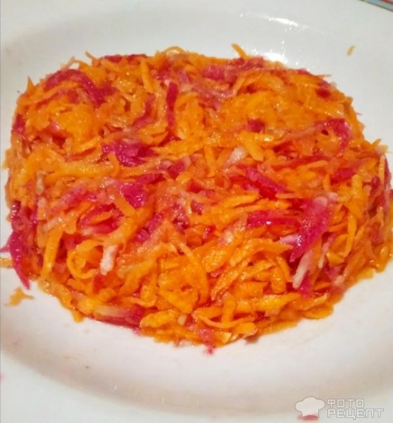 Рецепт: Салат из красной сладкой редьки, апельсина, моркови - с кунжутным маслом