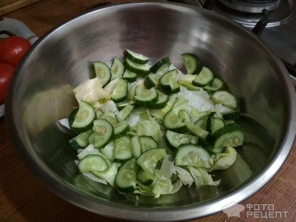 Рецепт: Салат овощной Айсберг - с маринованным имбирем и соевым соусом