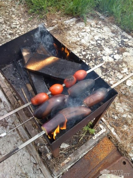 Рецепт: Помидоры и баклажаны, запеченные на огне - Ароматные с дымком жарим перед шашлыком