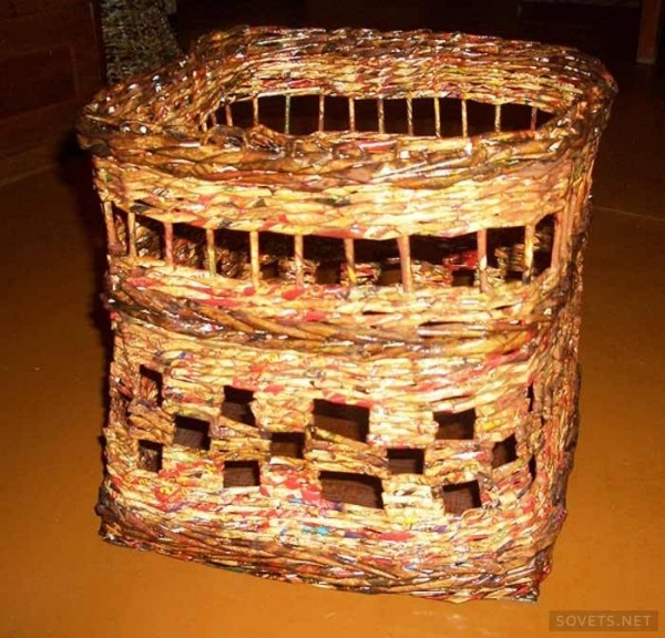 Короб из газетных и журнальных трубочек - мастер-класс по плетению