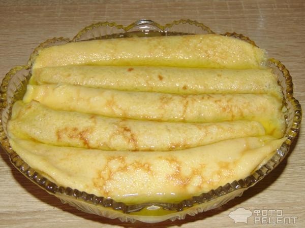 Рецепт: Блинный десерт - в лимонном желе