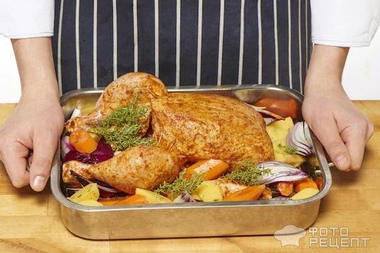 Рецепт: Золотой жареный цыпленок - в духовке