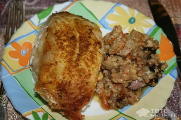 Рецепт: Курица фаршированная - с булгуром и овощами