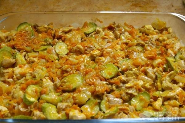 Рецепт: Запеканка овощная - С курицей и кабачками