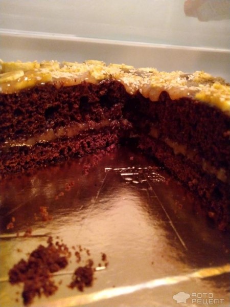 Рецепт: Бисквит шоколадный на кипятке - В сотейнике на газу и простенький торт из этих коржей